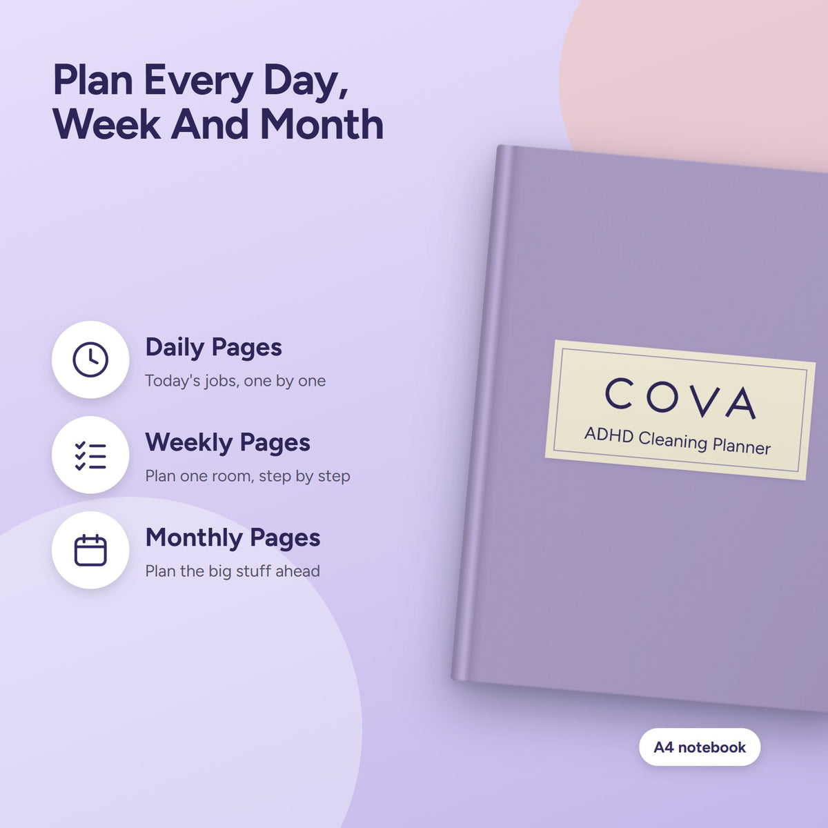 Plan every day, week and month in one A4 planner