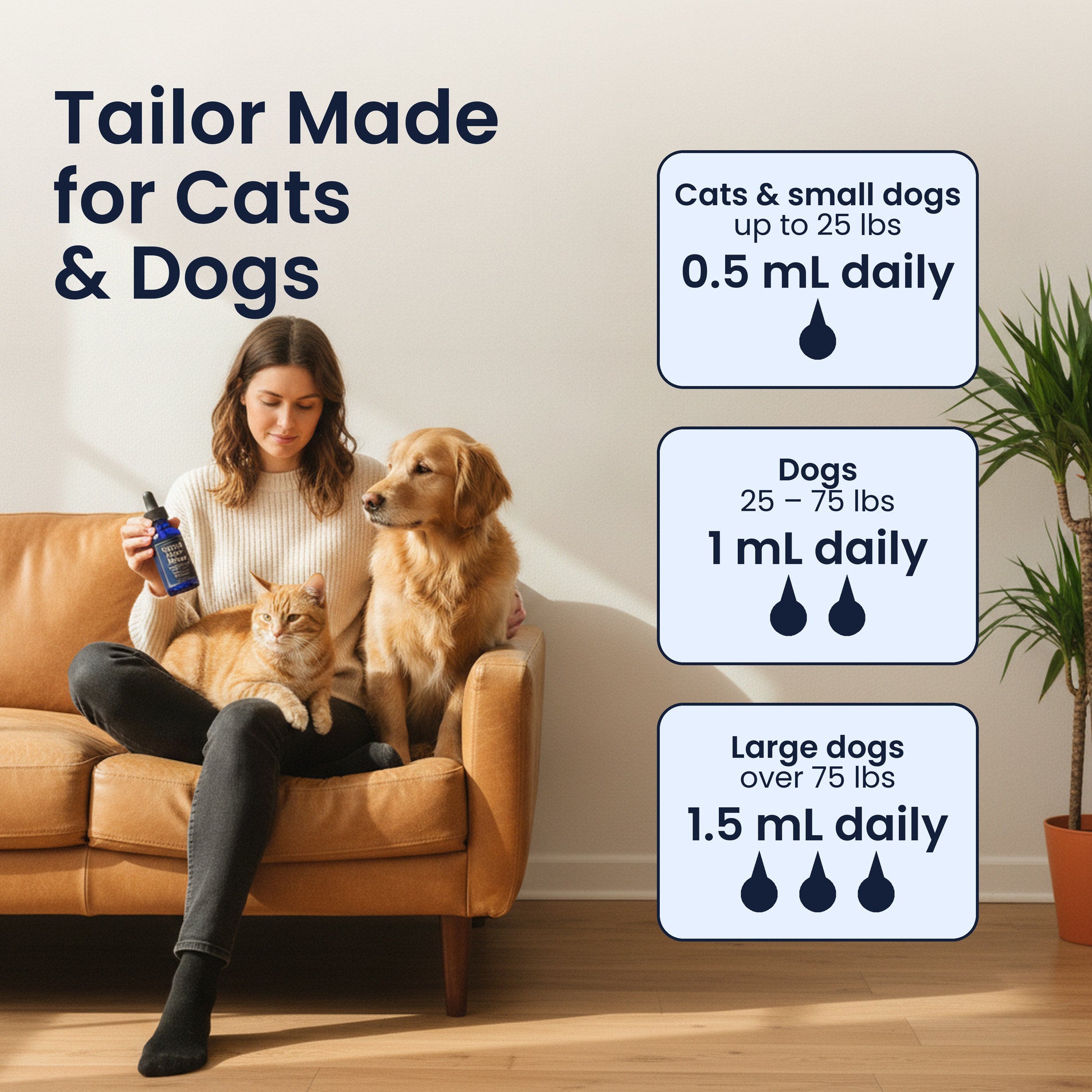 Daily dose of Pawsy NMN & NAD+ Drops for cats and dogs by weight