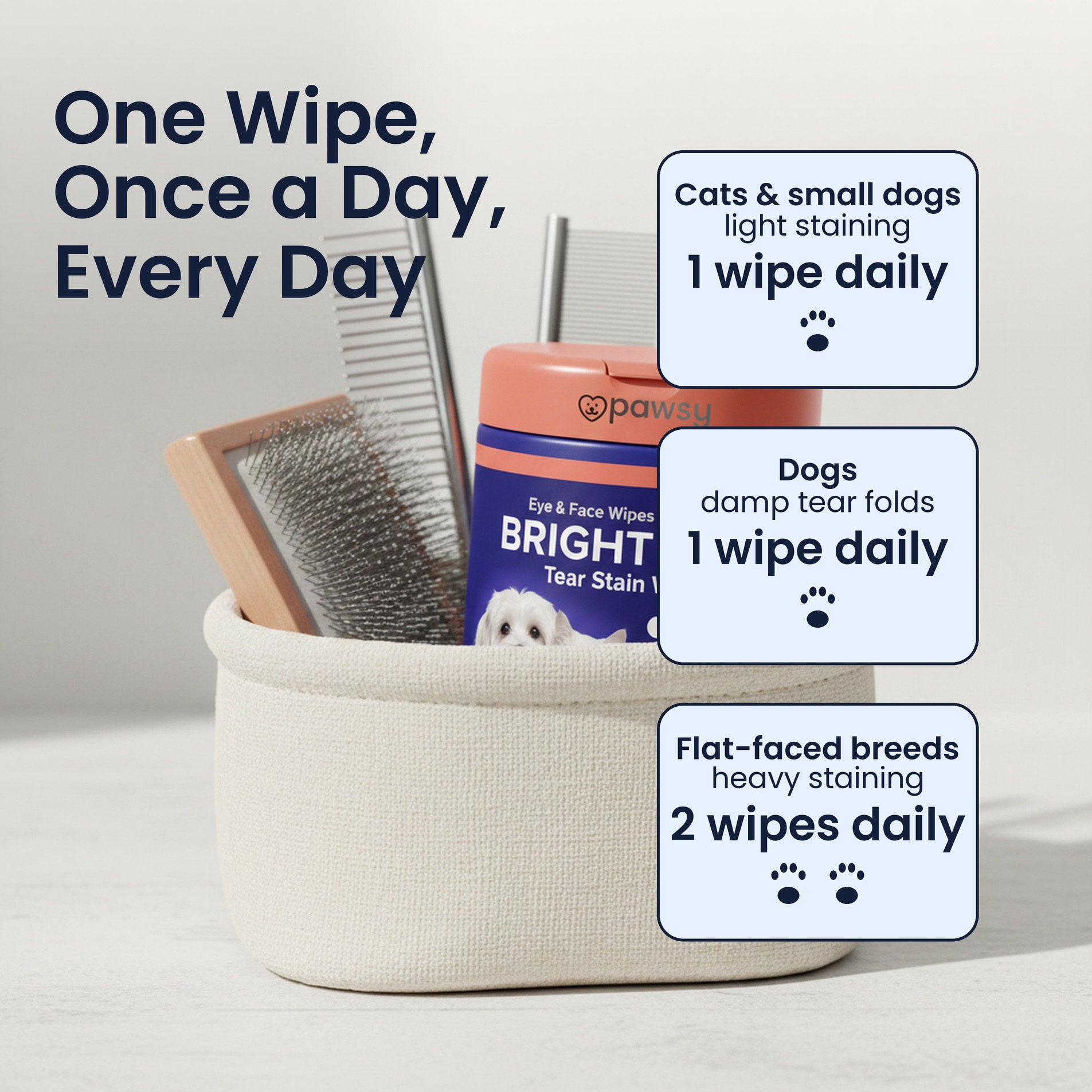 How to use Pawsy Bright Eyes tear stain wipes on a cat or dog
