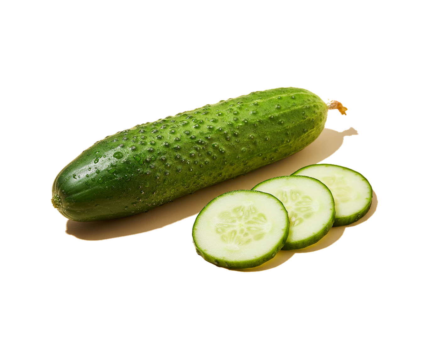 A fresh cucumber and slices, the source of our cucumber extract