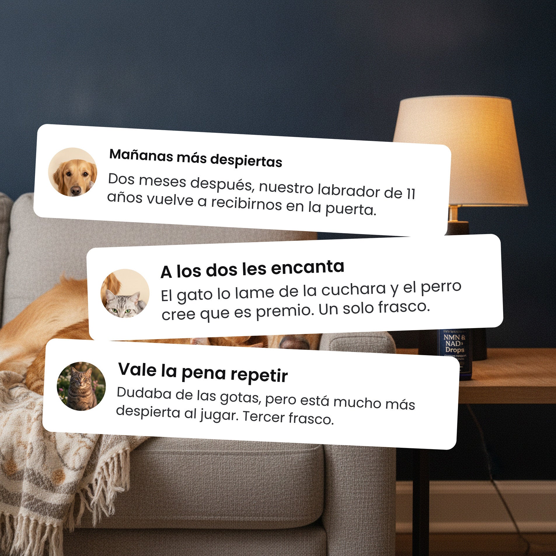Reseñas de clientes sobre las gotas de NMN y NAD+ de Pawsy