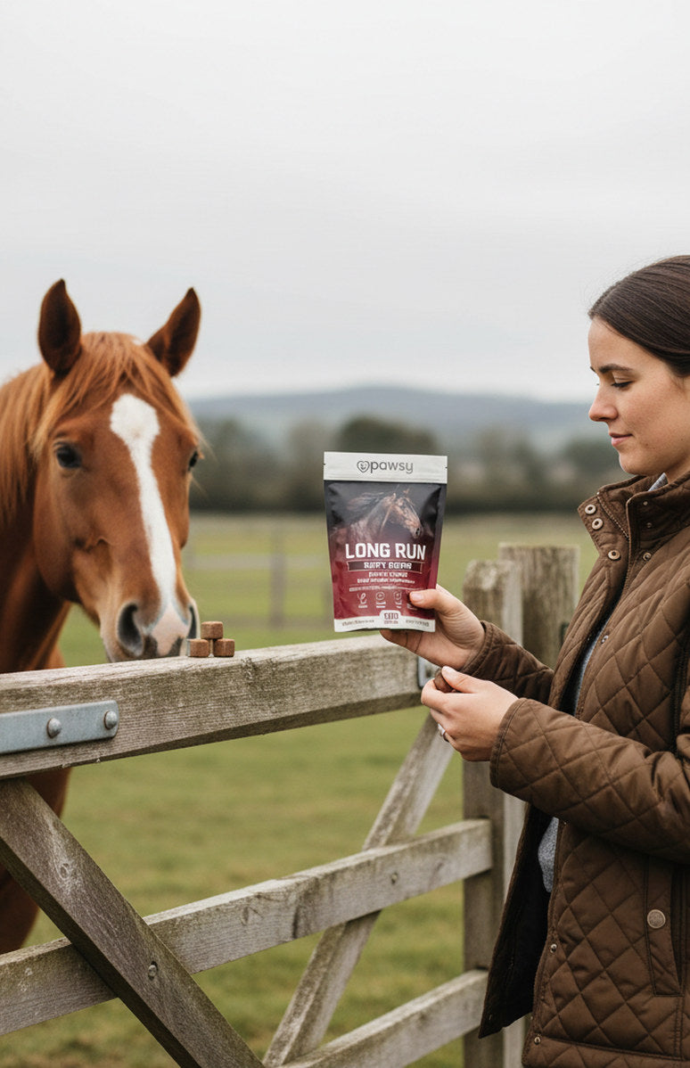 A rider at a paddock gate with her horse