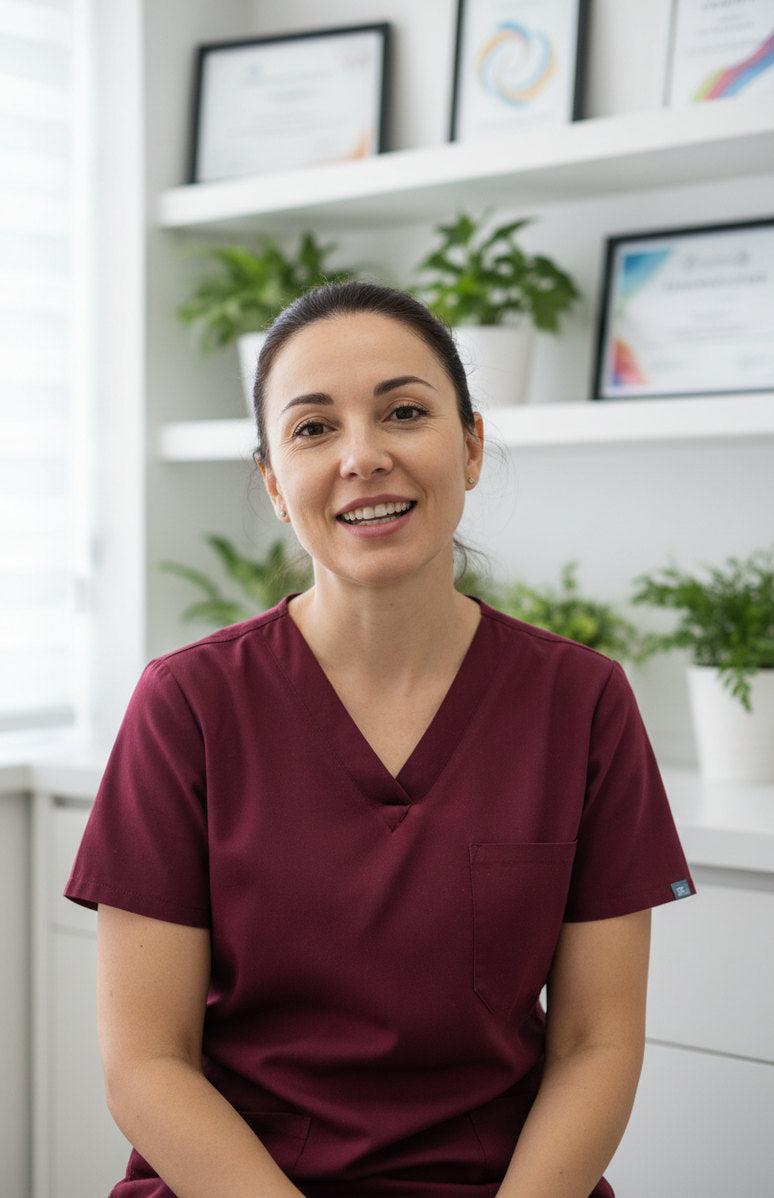A veterinarian talking to camera in her consulting room
